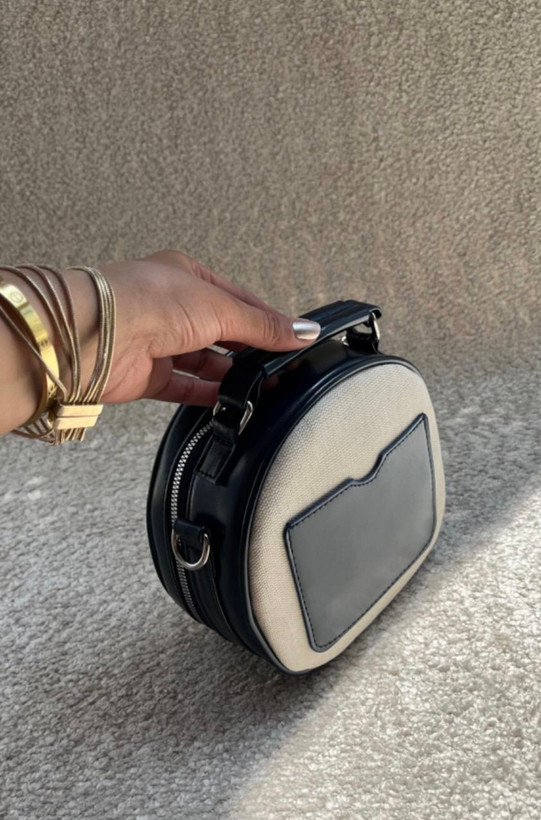 کیف دخترانه دستی / دوشی مدل گرد طرح تدی جنس پارچه کنفی