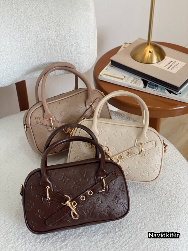 کیف دخترانه دستی / دوشی مدل جلو کمربندی طرح ال وی (LV) جنس چرم مصنوعی