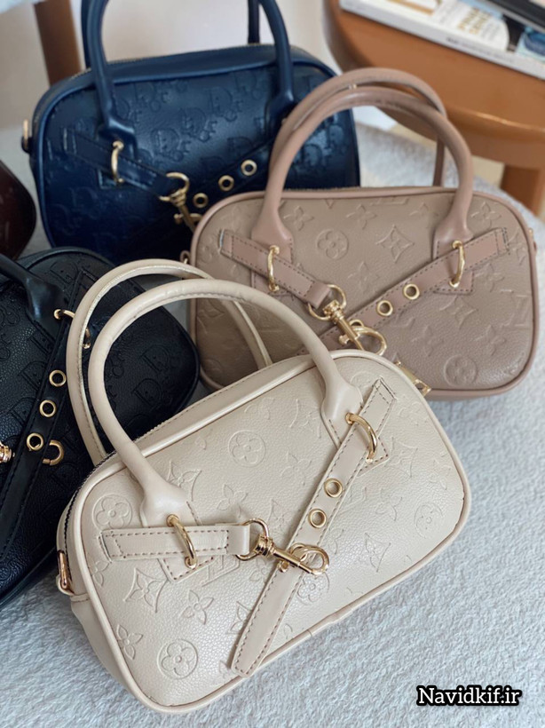 کیف دخترانه دستی / دوشی مدل جلو کمربندی طرح ال وی (LV) جنس چرم مصنوعی