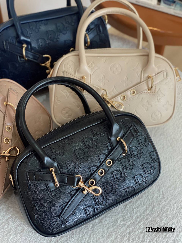 کیف دخترانه دستی / دوشی مدل جلو کمربندی طرح ال وی (LV) جنس چرم مصنوعی