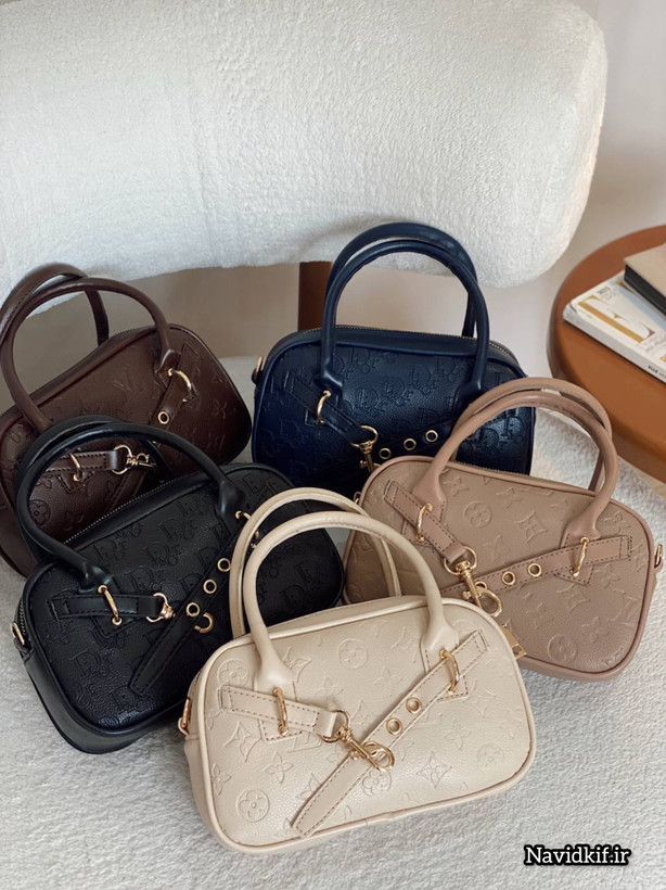 کیف دخترانه دستی / دوشی مدل جلو کمربندی طرح ال وی (LV) جنس چرم مصنوعی