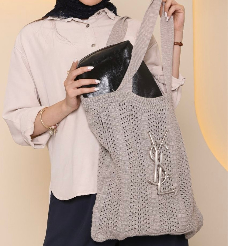 کیف زنانه دستی مدل بافت طرح وای اس ال (YSL) جنس نخ پشمی