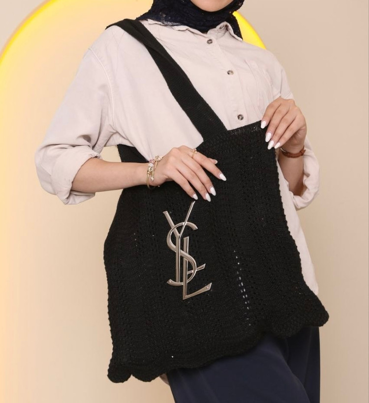 کیف زنانه دستی مدل بافت طرح وای اس ال (YSL) جنس نخ پشمی