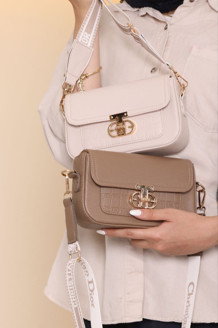 کیف دخترانه دوشی پاسپورتی مدل قفل‌دار طرح دیور (Dior) جنس چرم مصنوعی خارجی