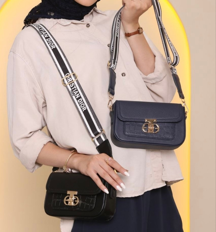 کیف دخترانه دوشی پاسپورتی مدل قفلدار طرح دیور (Dior) جنس چرم مصنوعی خارجی