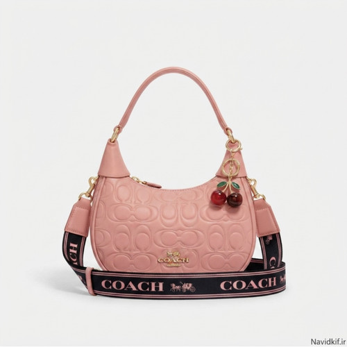 کیف دخترانه دستی / دوشی مدل نیمگرد جنس چرم مصنوعی طرح کوچ (Coach)