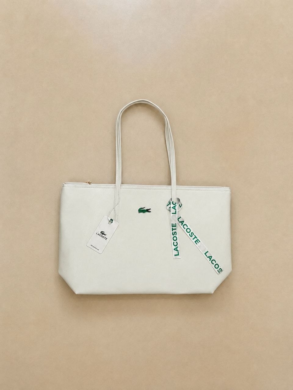 کیف زنانه دسته دار برند Lacoste جنس چرم مصنوعی