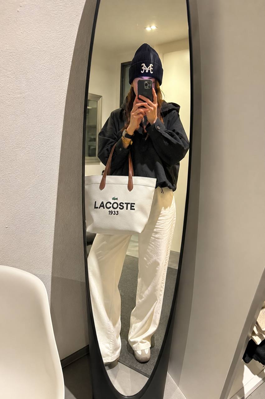 کیف دخترانه Lacoste دسته دار جنس کتان خارجی مناسب استفاده روزمره