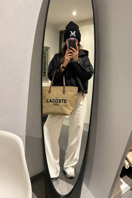 کیف دخترانه Lacoste دسته دار جنس کتان خارجی مناسب استفاده روزمره