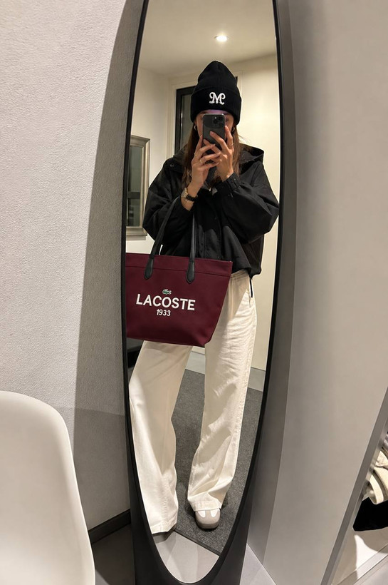 کیف دخترانه Lacoste دسته دار جنس کتان خارجی مناسب استفاده روزمره