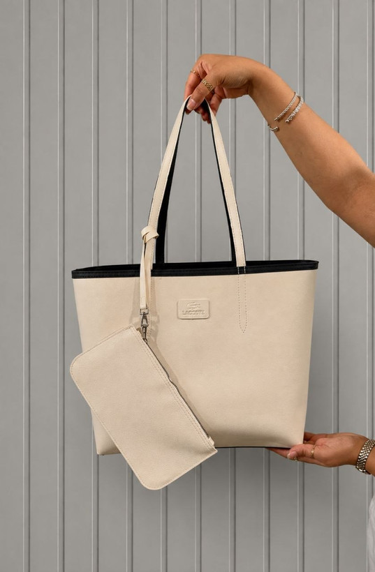 کیف زنانه Lacoste دسته دار جنس چرم مصنوعی خارجی با آویز کیف