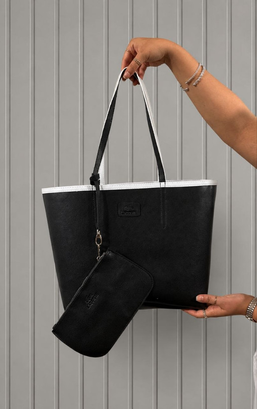 کیف زنانه Lacoste دسته دار جنس چرم مصنوعی خارجی با آویز کیف