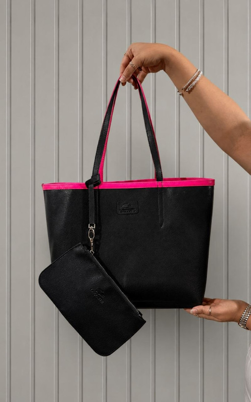 کیف زنانه Lacoste دسته دار جنس چرم مصنوعی خارجی با آویز کیف