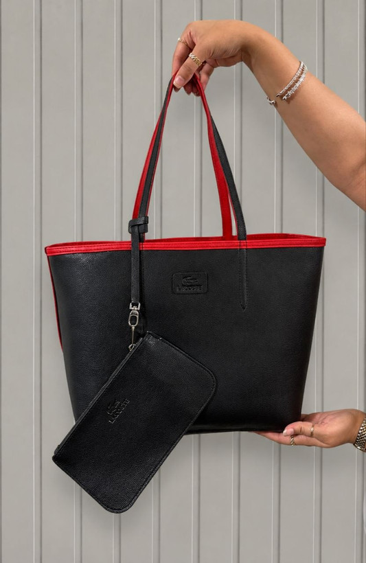 کیف زنانه Lacoste دسته دار جنس چرم مصنوعی خارجی با آویز کیف
