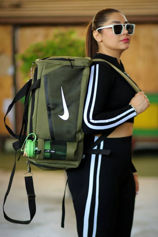 ساک ورزشی ۳ کاره دستی/دوشی/کوله مدل تفکیک طرح نایک (Nike) جنس برزنتی ضدآب