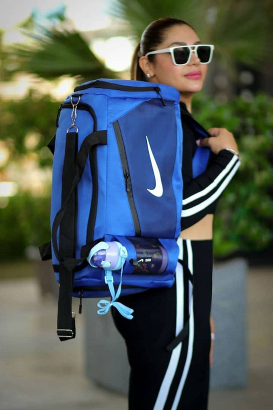 ساک ورزشی ۳ کاره دستی/دوشی/کوله مدل تفکیک طرح نایک (Nike) جنس برزنتی ضدآب