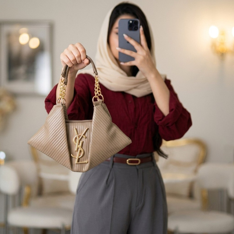 کیف دخترانه مدل قایقی شُل برند وای اس ال YSL جنس چرم مصنوعی خارجی