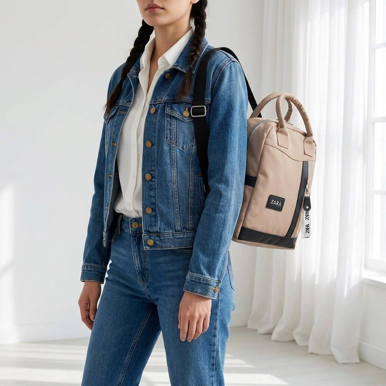 کوله پشتی دخترانه مدل جلو جیب طرح زارا (Zara) جنس برزنت ضدآب