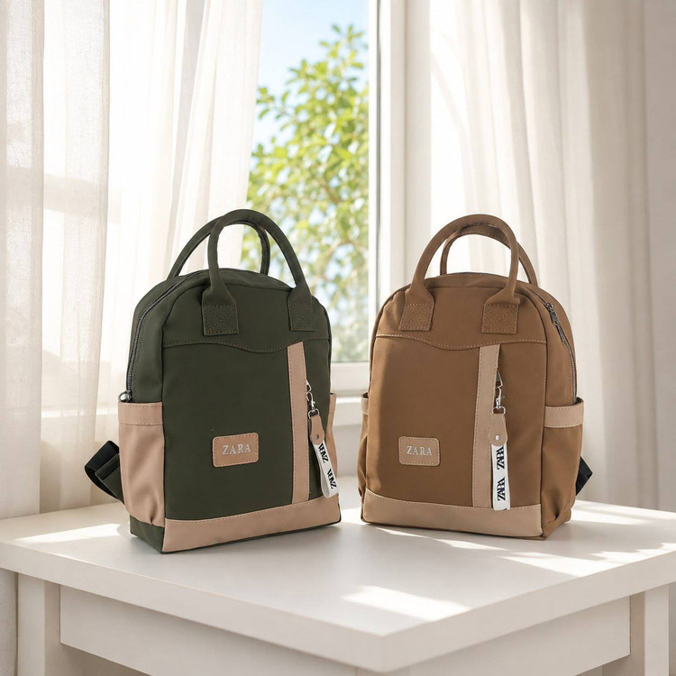 کوله پشتی دخترانه مدل جلو جیب طرح زارا (Zara) جنس برزنت ضدآب