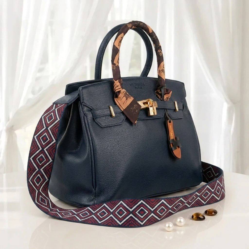 کیف زنانه دستی / دوشی مدل جلوقفل طرح هرمس (Hermes) جنس چرم مصنوعی خارجی