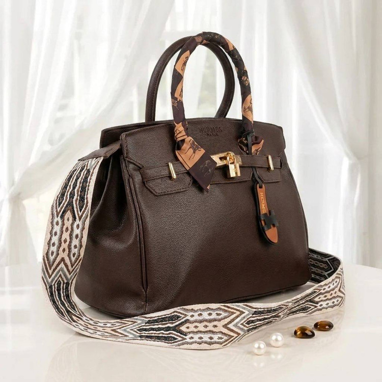 کیف زنانه دستی / دوشی مدل جلوقفل طرح هرمس (Hermes) جنس چرم مصنوعی خارجی