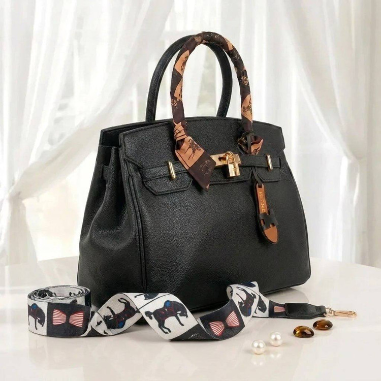 کیف زنانه دستی / دوشی مدل جلوقفل طرح هرمس (Hermes) جنس چرم مصنوعی خارجی