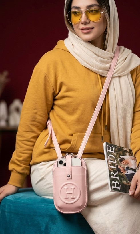 کیف دخترانه دوشی مدل جاموبایلی (فونبگ) طرح هرمس (Hermes) جنس چرم مصنوعی