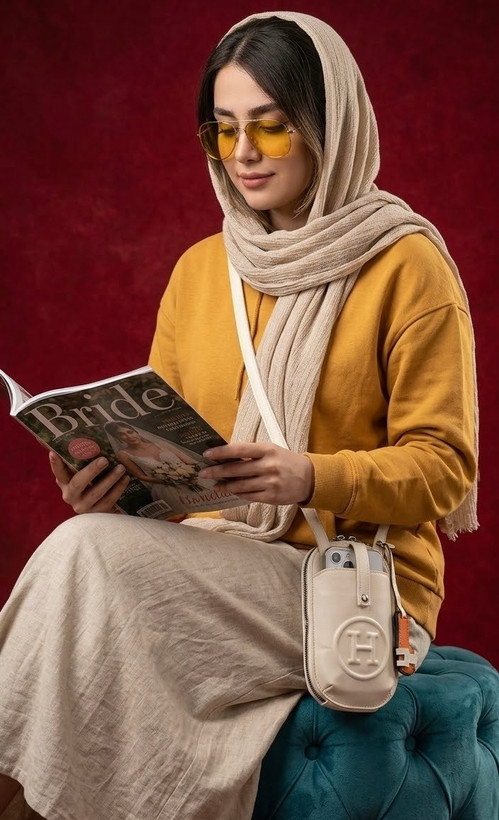 کیف دخترانه دوشی مدل جاموبایلی (فونبگ) طرح هرمس (Hermes) جنس چرم مصنوعی