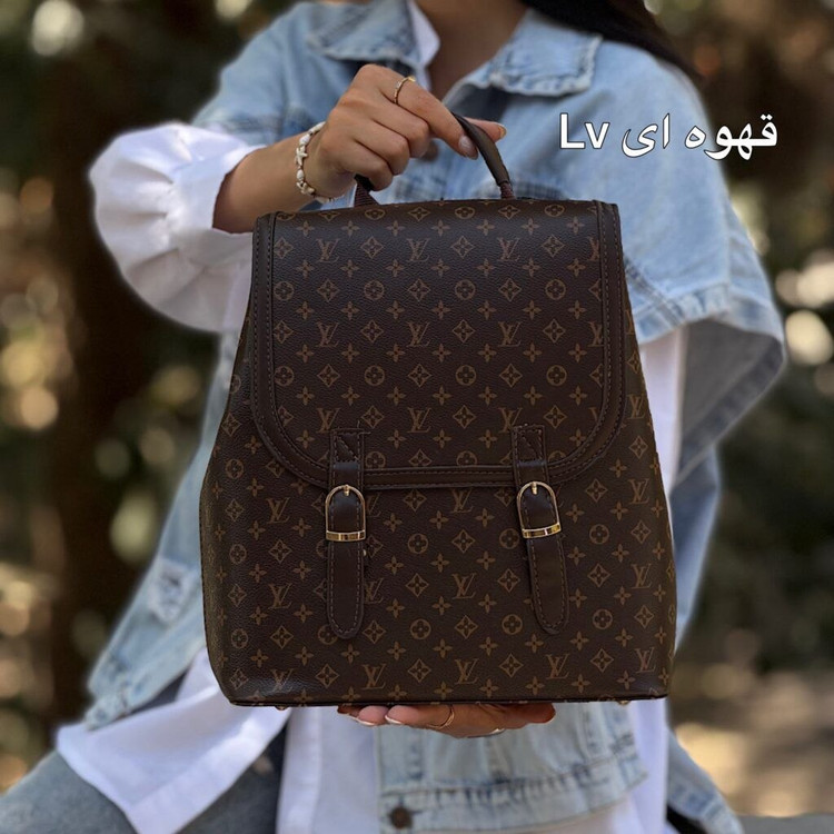 کوله پشتی زنانه مدل دو بند طرح مارک جنس چرم مصنوعی خارجی
