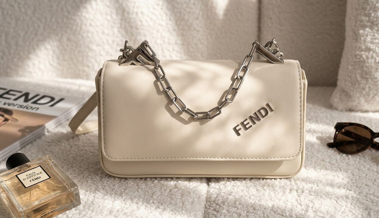 کیف دخترانه دستی و دوشی مدل پاسپورتی جنس چرم مصنوعی ایفل خارجی طرح فندی Fendi