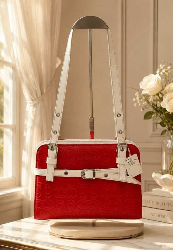 کیف دخترانه دستی مدل جلو کمربند جنس چرم مصنوعی خارجی طرح کوچ Coach