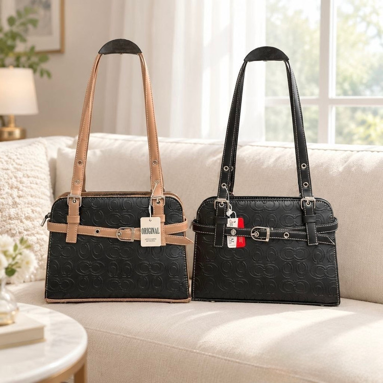 کیف دخترانه دستی مدل جلو کمربند جنس چرم مصنوعی خارجی طرح کوچ Coach