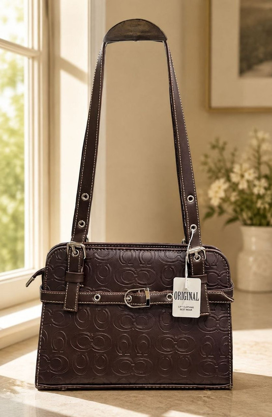 کیف دخترانه دستی مدل جلو کمربند جنس چرم مصنوعی خارجی طرح کوچ Coach