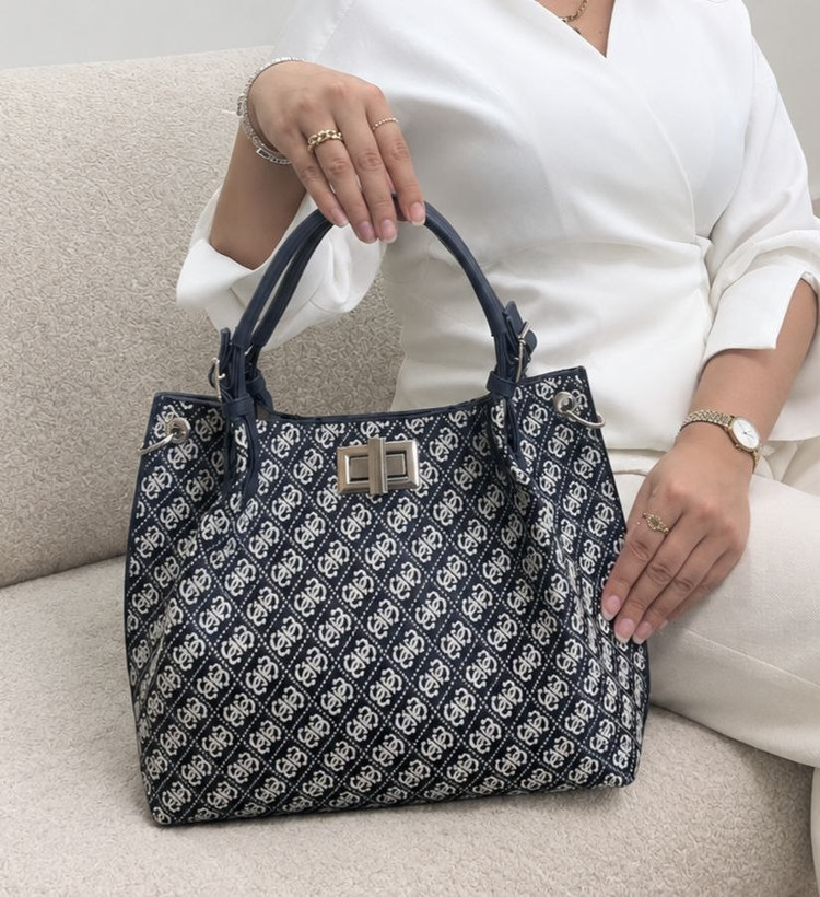 کیف زنانه دستی و دوشی طرح توری بُرچ Toryburch جنس پارچه کتان خارجی