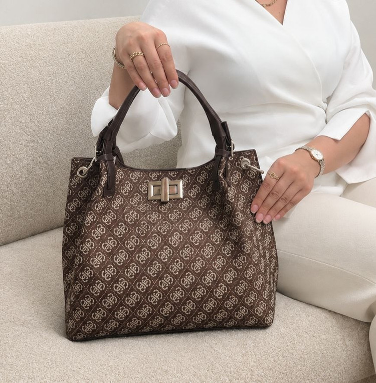 کیف زنانه دستی و دوشی طرح توری بُرچ Toryburch جنس پارچه کتان خارجی